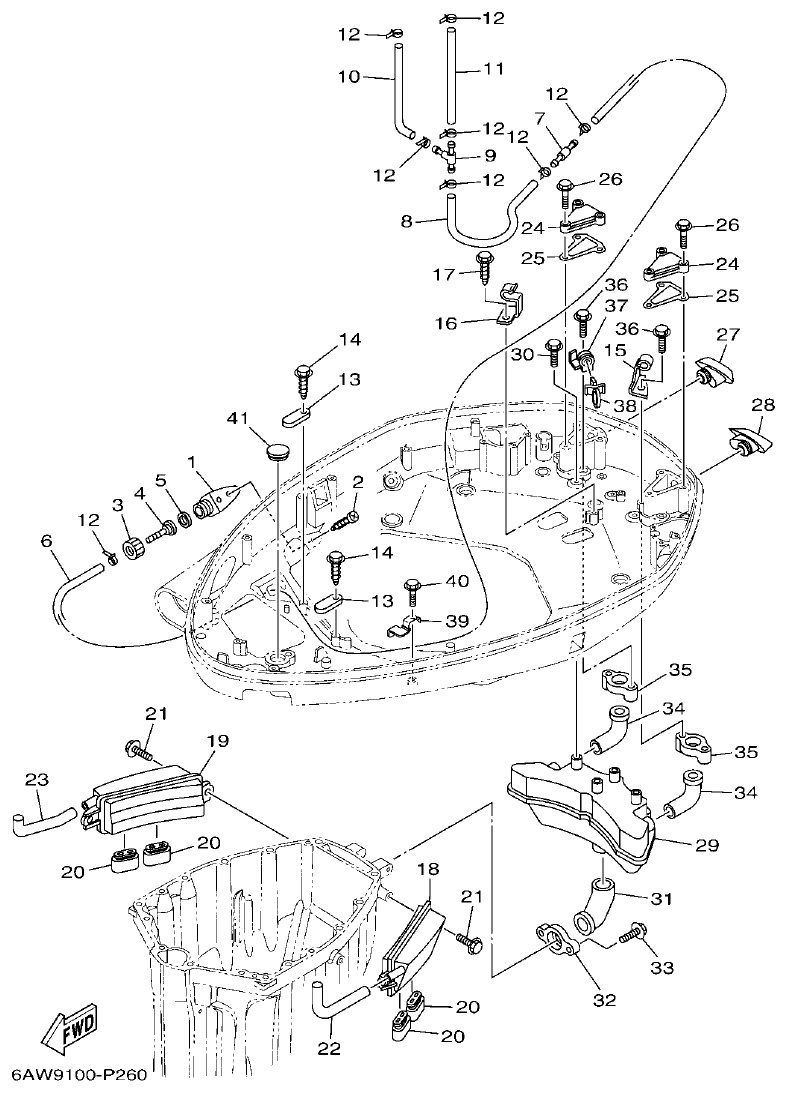 Yamaha 20, F350NCC2 BOTTOM COWLING 2 parts diagram